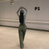 [5color] nylon wide cargo pants