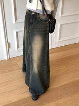 Ito Sand Washed Wide Maxi Denim Skirt