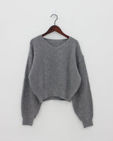 ウールバルーンVネックニット / Wool balloon V-neck knit (5color)