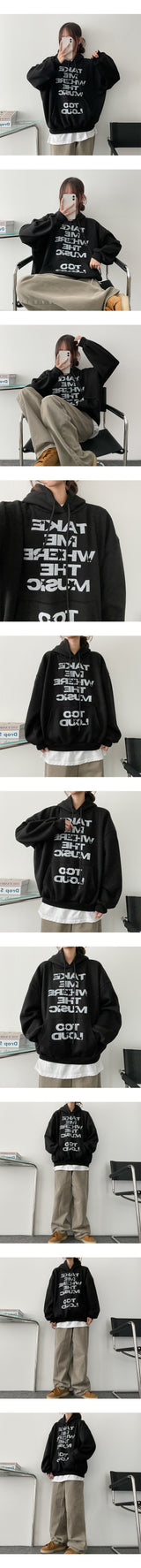 [fleece] take boxy lettering hood