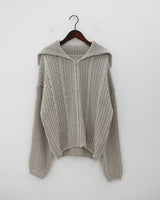 カラプレッツェルニットジップアップ / Kara pretzel knit zip-up (5color)