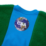 [UNISEX] Panelled Faux-Shearling Sweatshirt (Blue) (6656336199798)