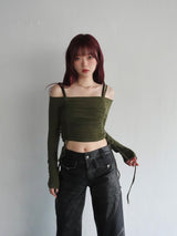 シャーリングトップス / SHIRRING TOP (KHAKI)