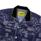 ロゴエンブロイダーパイプウェスタンシャツ/[UNISEX] Logo Embroidered Piped Western Shirt (Navy)
