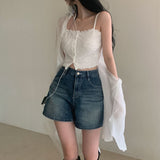 [Bellide made] Vintage Wood Washing Denim Shorts