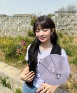 トランスパレントハートビーズネックレス