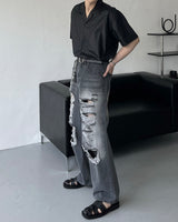 コーティングオープンカラーハーフシャツ/FL Coating open collar half shirt (2 colors)