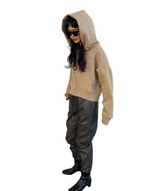 エンボスクロップドフーディー/Emboss Cropped Hoodie-BEIGE