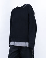 BBD Hand-stitched Logo Ripped Sweater (Black)