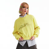 チェリープラネットグラフィッククロップスウェットシャツ / CHERRY PLANET GRAPHIC CROP SWEATSHIRT [YELLOW]