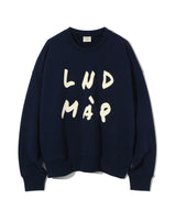"LND MàP" フロッキング スウェットシャツ / LND MàP Flocking Sweatshirt T72 Navy