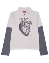 Heart PK layered long sleeve GRAY