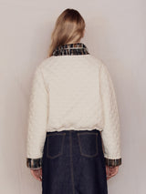 Stripe Patched Quilting Jacket (Ivory)