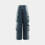 (UNISEX) ハーフウォッシングダブルポケットデニムパンツ