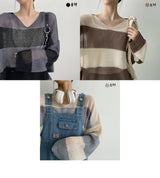 ポージングユニットプライスVネックロングスリーブニット / Posing unit price V-neck Long-sleeved knitwear