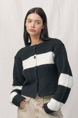  ALPACA BOOKLE KNIT CARDIGAN / BLACK