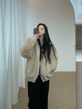 Pleddy Rabbit Fur Zip Up Jacket (5color) (6617705087094)