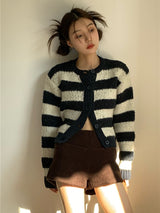 ストライプウールニットカーディガン/striped wool knit cardigan