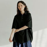 ハーフヘンリーネックシャツ / unisex half henlyneck shirts black