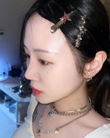 シルバーホワイトキュービックスターヘアピン