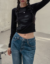 フェイス捺染セミクロップTシャツ
