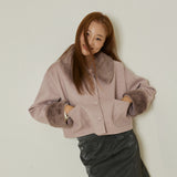 ポッシュショートコート / Posh short coat (pink gray)