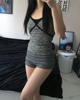 Leopard lace sleeveless