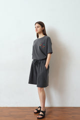 SOLAR PIGMENT 1/2 WIDE SWEAT PANTS (Charcoal) (6680166727798)