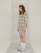 グラニースクエアオーバーサイズベスト/GRANNY SQUARE OVERSIZED VEST SAND BEIGE