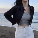 [Bellide made/2Size/Non-Fade] Slim Two-Way Denim Crop Jacket