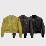 De Lap Muscle Shoulder Crop Leather Jacket (3color)