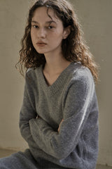 ウール Vニット/WOOL V-KNIT_GRAY