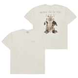 ファジードラゴンアートワーク半袖Tシャツ クリーム