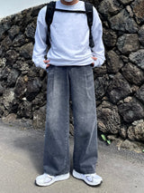 ルアワンタックワイドデニムパンツ/LUR ONETUCK WIDE DENIM PANTS(2COLOR)