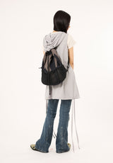 Irregular color block net pocket backpack
