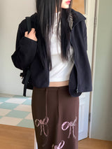 [MADE] Laco Basic String Semi-Crop Fleece Fleece Zip-up