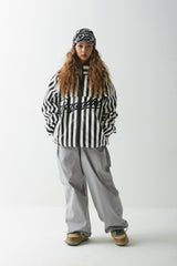 BSR2223FWJK008 STRIPE LOGO PADDING JUMPER WHITE BLACK