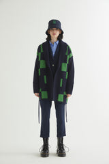 CHECKERBOARD ROBE CARDIGAN NAVY (6613774139510)