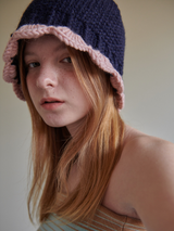 플라워벨햇 (네이비 앤드 핑크) /  Flower bell hat (navy and pink) (6656025100406)