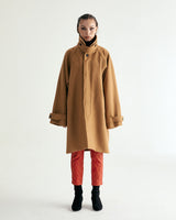 UNISEX WOOL RAGLAN HIDDEN COAT W - TWILL CAMEL (6636060835958)