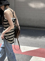 バーニーアンドホルターストライプレイヤードミニワンピース / Barney and Halter Stripe Layered Mini One Piece