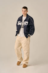 BIG LOGO PIPING BLOUSON - NAVY