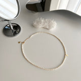 淡水パールイノセントデイリーシンプルレイヤードネックレス/dio Silver 925 Fresh Water Pearl Necklace Innocent Daily Simple Layered Necklace