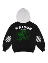 UNISEX HEAVY WEIGHT Two-Tone Mix Elbow Patch Hoodie Black(FCC3TS471M)