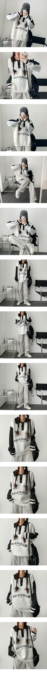Duns Thick Boxy Coloring Collar Knitwear