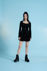 ロマンチックベルベットフレアドレス/Romantic Velvet Flare Dress (4397424705654)
