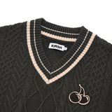 ミドルチェリーツイストⅤネックニット／MIDDLE CHERRY TWIST V-NECK KNIT [GRAY CHARCOAL]