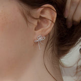 クリスタルウィズリボンタイピアス/Crystal with ribbon tie earring (3colors)