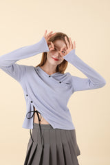 VネックスリットTシャツ