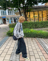 デニムダブルニーワイドパンツ